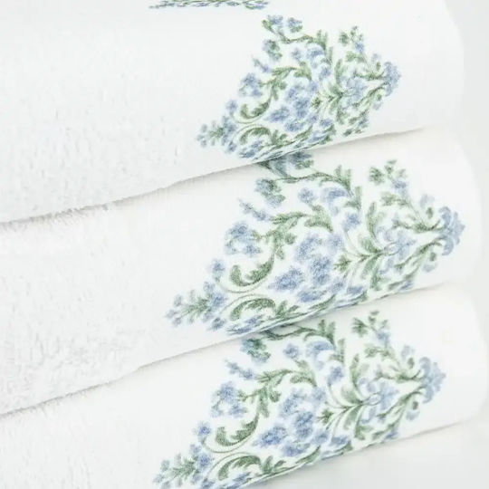 Borea Bath Towels Set 3 pcs Damask White