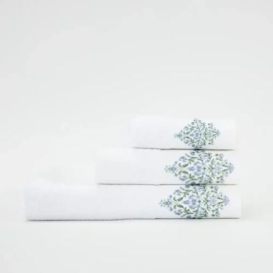 Borea Bath Towels Set 3 pcs Damask White