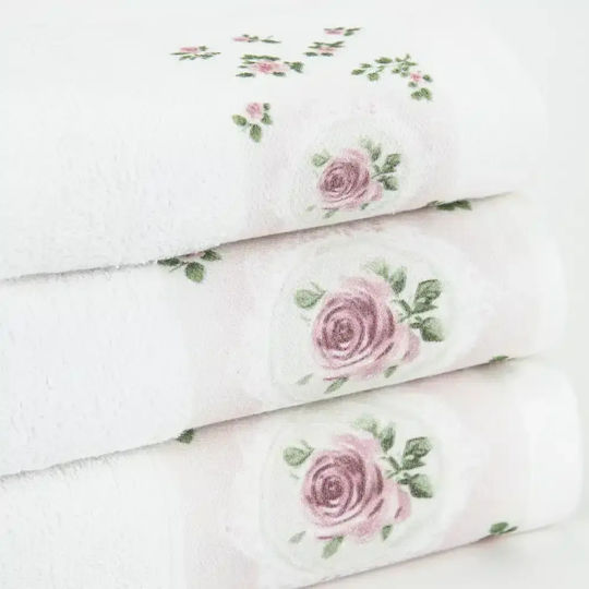 Borea Bath Towels Set 3 pcs Wildrose White
