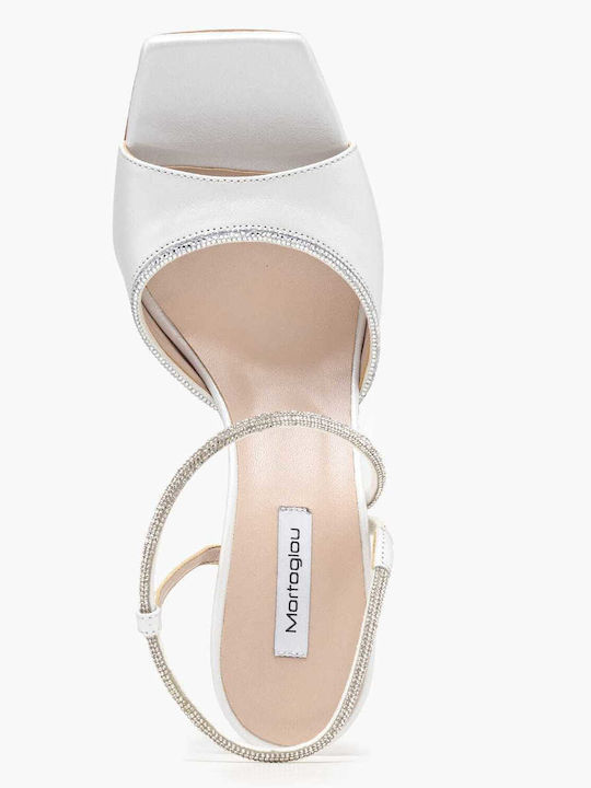 Damen Sandalen Aus Leder Weiß