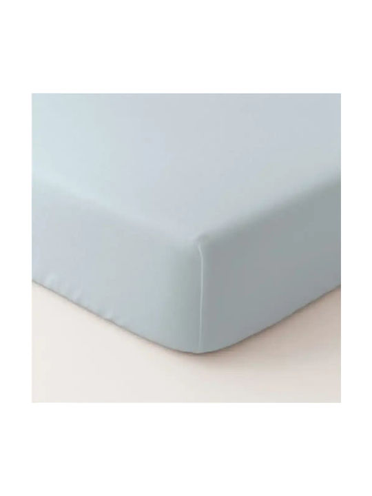Borea Baby Crib Fitted Cotton Sheet Solid Light Blue 70x140cm