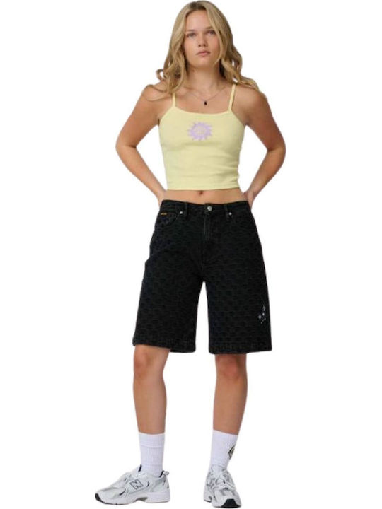 Γυναικείο Crop Top Αμάνικο Κιτρινη