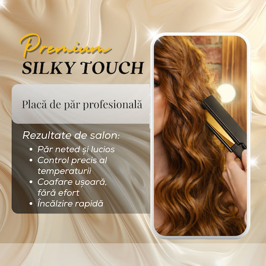Birai Silky Touch Gold Placă Profesională de Îndreptat Părul Nano Titan 80-250°C Lcd Încălzire Rapidă Neagră