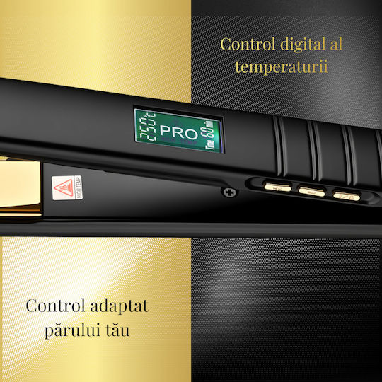 Birai Silky Touch Gold Placă Profesională de Îndreptat Părul Nano Titan 80-250°C Lcd Încălzire Rapidă Neagră