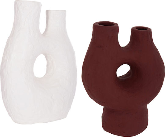 HomeMarkt Set Decorative Ceramic Vases Namentis Orange 2 Pieces