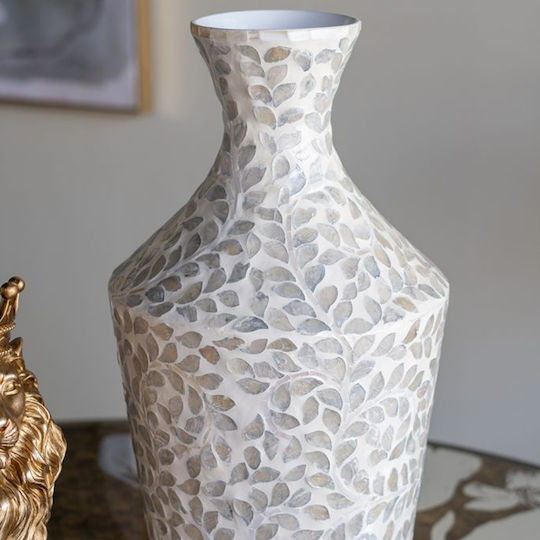 Artekko Διακοσμητικό Βάζο Μπαμπού Ivory Εκρού 25x25xΥ50cm