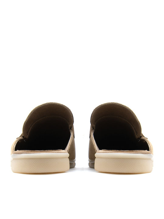 Suede Mules With High Heel In Tabac Brown Color