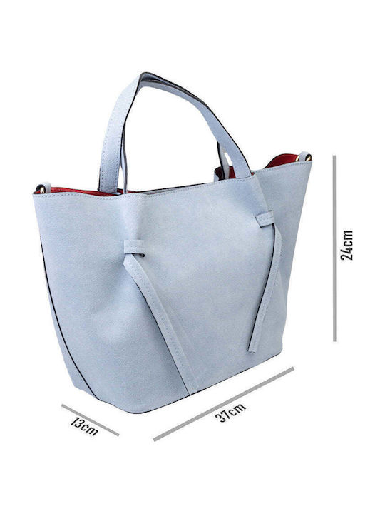 Leder Damenhandtasche Wildleder Hellblau
