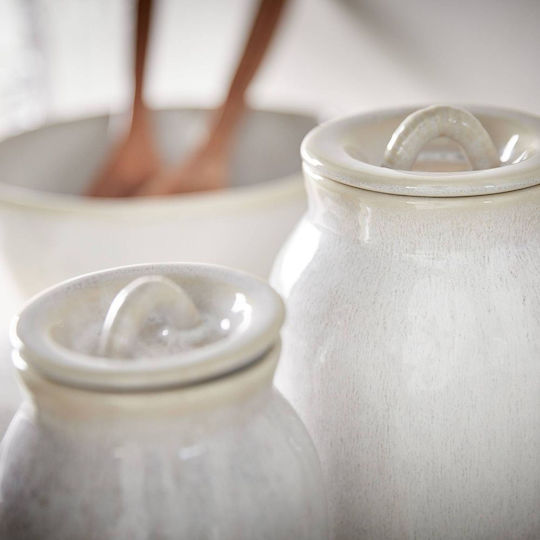 Butlers Portimao Ceramic Beige Sugar Jar with Lid 11x11x11cm