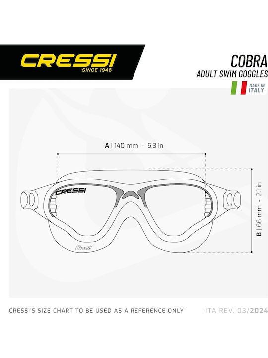 CressiSub Cobra Swimming Goggles Adults with Anti-Glare Lenses Blue