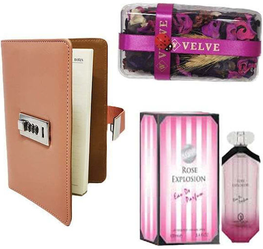 Travelhome Pachet Pentru Femei Agendă Din Piele Ecologică Cod Grandeur Elite Parfum Rose Explosion 100ml Flori Uscate Parfumate