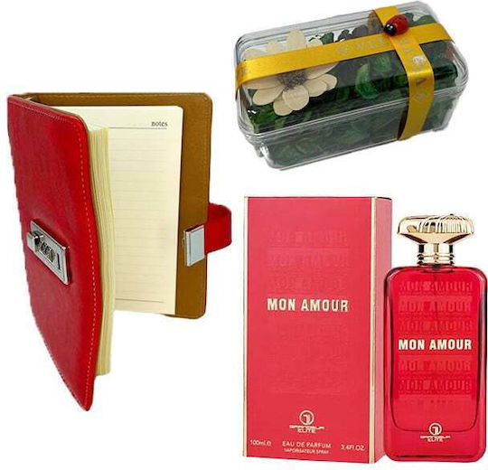 Travelhome Pachet Pentru Femei Agendă Din Piele Ecologică Cod Grandeur Elite Parfum Mon Amour 100ml Flori Uscate Parfumate