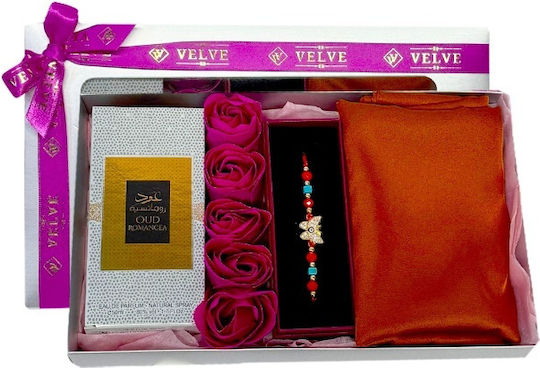 Set Lady Pentru Femei Apă De Parfum Arabic Oud Romance 50 Ml Săpun Trandafiri Eșarfă Pentru Femei Brățară Șnur Fucsia
