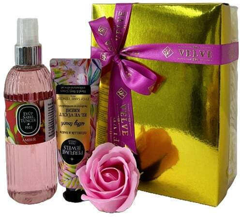 Set Eyup 150 Ml Eau De Cologne 50 Ml Cremă De Mâini Și Corp Din Gama Eyup Sabri-tuncer Săpun Trandafir În Cutie Elegantă Roz