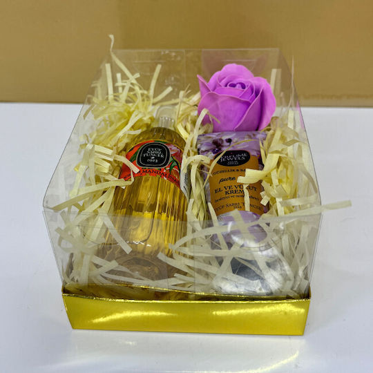 Set Eyup 150ml Eau De Cologne 50ml Cremă De Mâini Și Corp Din Gama Eyup Sabri-tuncer Săpun Cu Trandafiri În Cutie Elegantă Mov