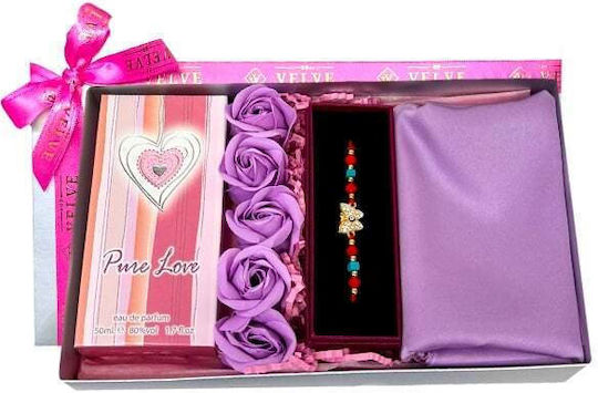 Pachet Lady Parfum Arabian Pure Love Eau De Parfum Pentru Femei 50 Ml Săpun Trandafiri Eșarfă Pentru Femei Brățară Șnur Lila