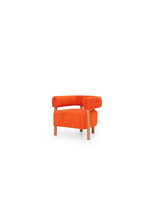 Sweet Modern Armchair With Wooden Legs For Living Room And Lounge Orange 60x60x68cm