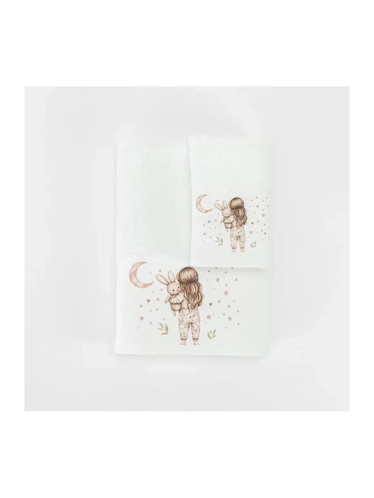 Borea Set Of Baby Towels 2pcs Goodnight White-Rose 30x50cm