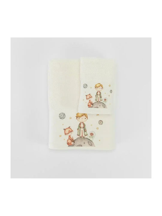 Borea Set De Prosoape Pentru Bebeluşi 2 Piese Little Prince Ecru 30x50cm