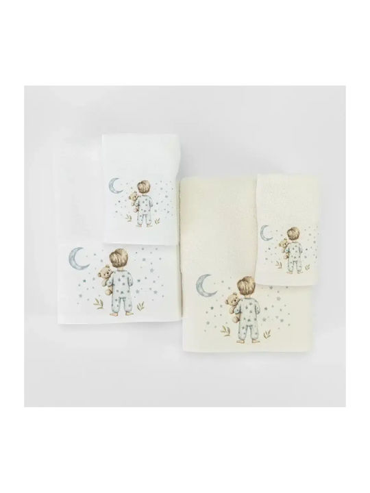 Borea Set De Prosoape Pentru Bebeluşi 2 Piese Goodnight Ecru-Petrol 30x50cm