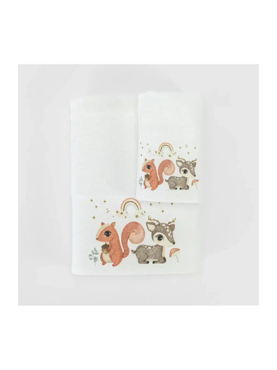 Borea Set Babyhandtücher 2 Stück Woodland Weiß 30x50cm