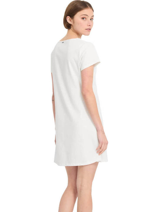 Καλοκαιρινό Mini Σεμιζιέ Φόρεμα Off White White