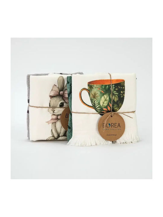 Borea Pink Rabbit Ποτηρόπανο σε Ροζ Χρώμα 40x65cm 2τμχ