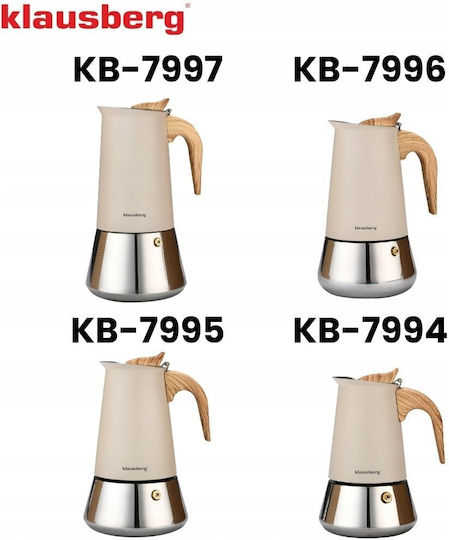 Klausberg Electric Stovetop Espresso Pot 9 Cups Silver