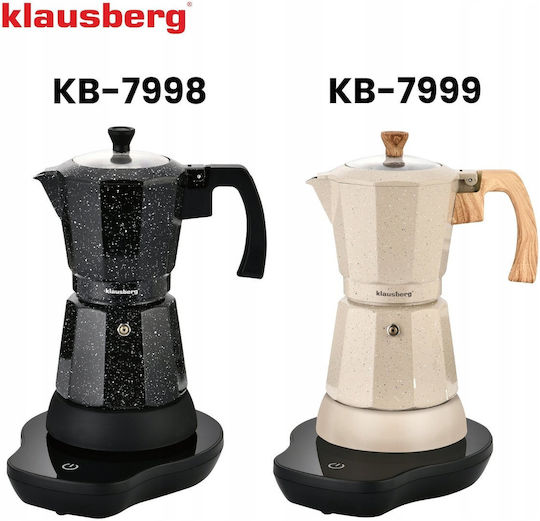 Klausberg Electric Stovetop Espresso Pot 6 Cups 500W Silver