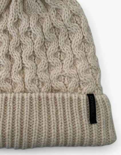 Pom Pom Beanie Fleece Pentru Femei Căciulă cu Tricotat Coastă în Culoare Albă