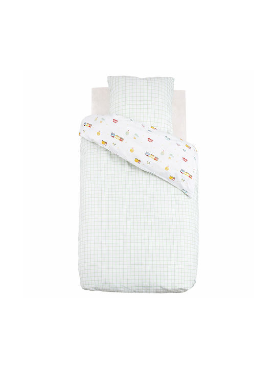 A-s Cars Set Kids Single Duvet Cover With Pillowcase White 140x200cm