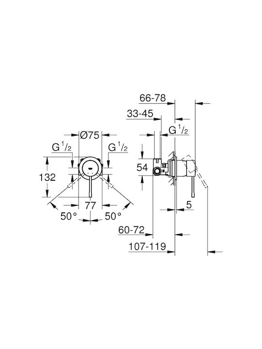 Grohe Essence Built-in Mixer & Shower Head Set for Shower 1 Outlet Gray