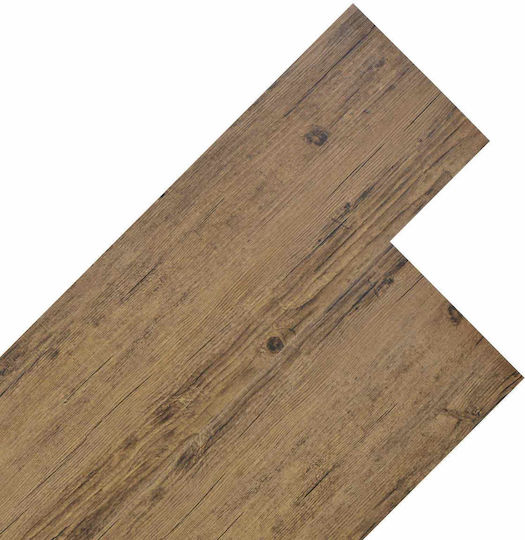 vidaXL Set Plastic Floor PVC with 18 Tiles 2mm M122.8xP23.8cm Brown