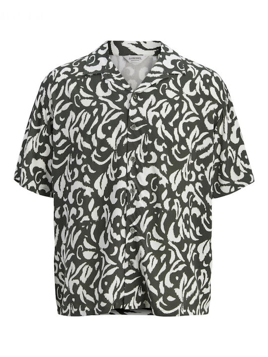 Short Sleeve Shirt in Wide Line Floral Olive 12290012 Beetle