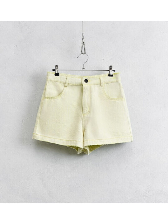 Pantaloni Scurți Din Denim Galbeni Pentru Femei