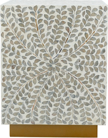 Квадратна Странична Кафе Маса Ivory Дървена Сива М35xШ35xВ45см