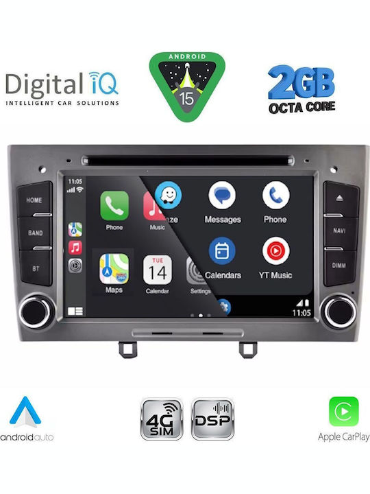 Digital IQ Car Audio System for Peugeot 308 2007-2012 Bluetooth USB WiFi GPS Apple CarPlay Android Auto with 7" Touch Screen