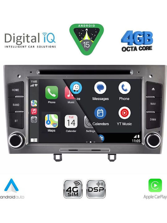 Digital IQ Car Audio System for Peugeot 308 2007-2012 Bluetooth USB WiFi GPS Apple CarPlay Android Auto with 7" Touch Screen