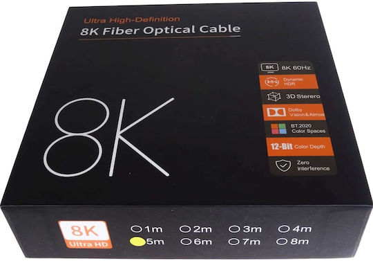 PremiumCord HDMI 2.1 Ultra High Speed 48Gbps 4K 120Hz HDR VRR Cable HDMI male - HDMI male 5m Μαύρο