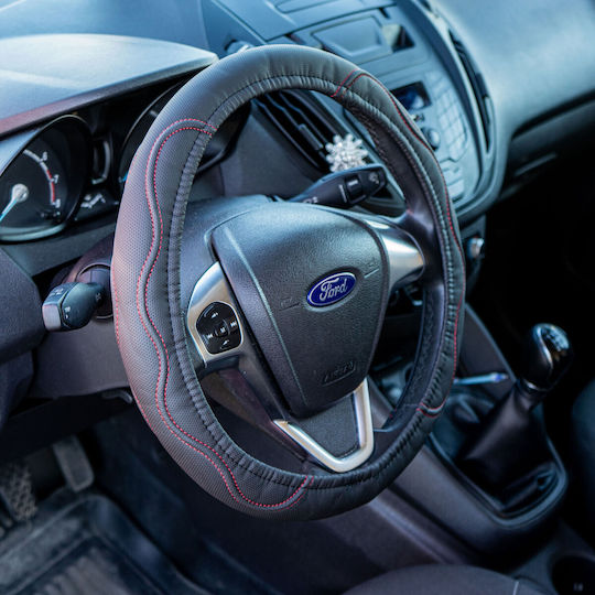 Extremo Tuning Калъф За Волан На Автомобил Синтетичен Червен С Червен Шев