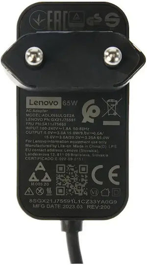 Original Lenovo Charger 20v 3.25a 65w Usb-c Travel