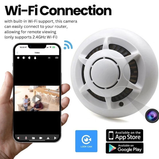 Κρυφή Κάμερα Ανιχνευτής Καπνού Iuni D103 64gb Wi-fi Προβολή 4k