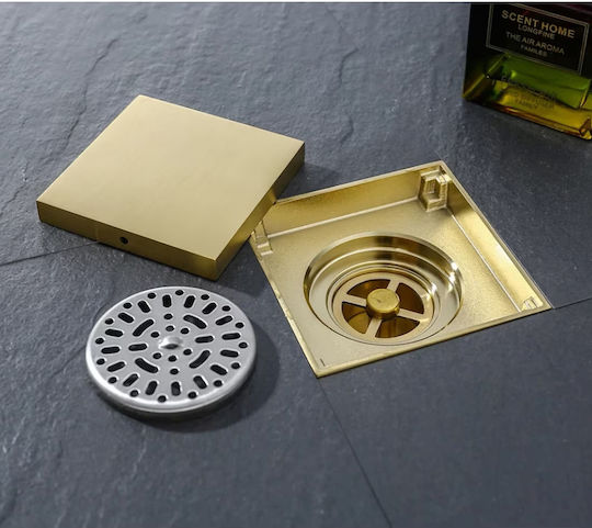 Sifon Dublu De Alamă Pentru Chiuvetă Cu Dimensiunea 10x10cm Bronz