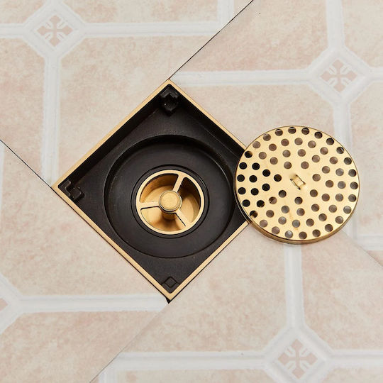 Sifon Dublu De Alamă Pentru Chiuvetă Cu Dimensiunea 10x10cm Bronz