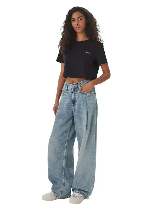 Damen Crop T-Shirt Schwarz