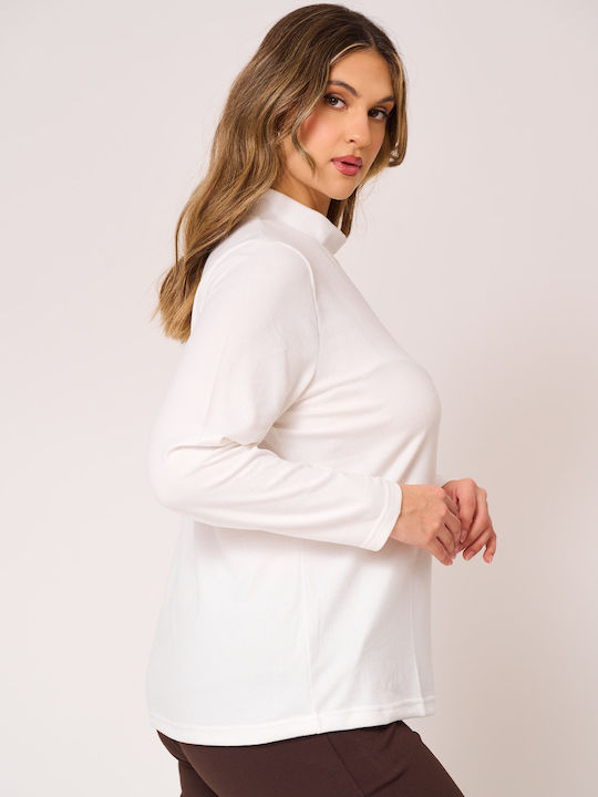 Women's Long Sleeve Turtleneck Blouse White