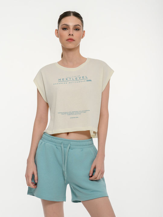 Women's Athletic Crop Top Short Sleeve Porcelain