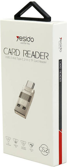 Card Reader Usb To Type-c Tf Slot 480 Mbps Polycarbonate Yesido Gray