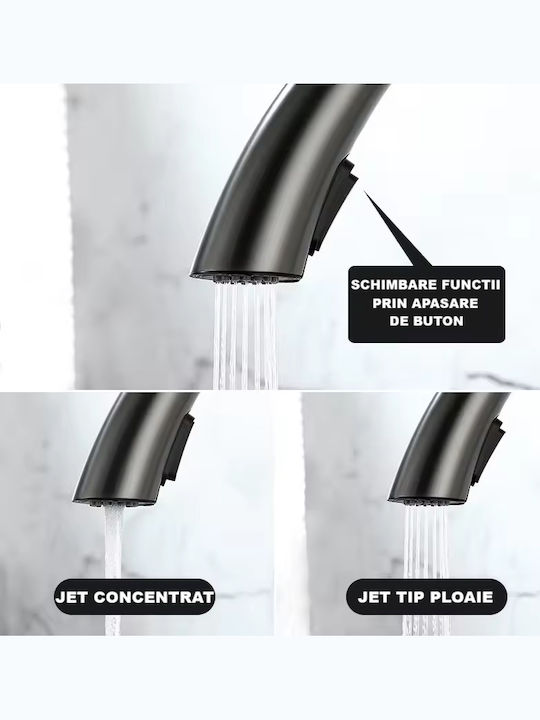 Kitchen Faucet Counter with Shower Gray