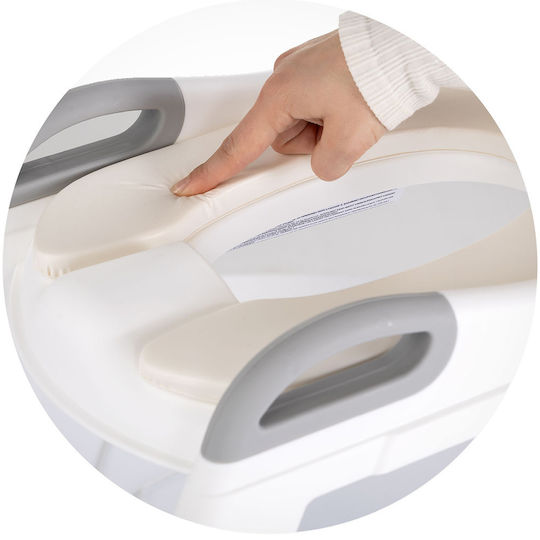 Chipolino Toddler Toilet Seat with Footrest Handles and Gray Cushion